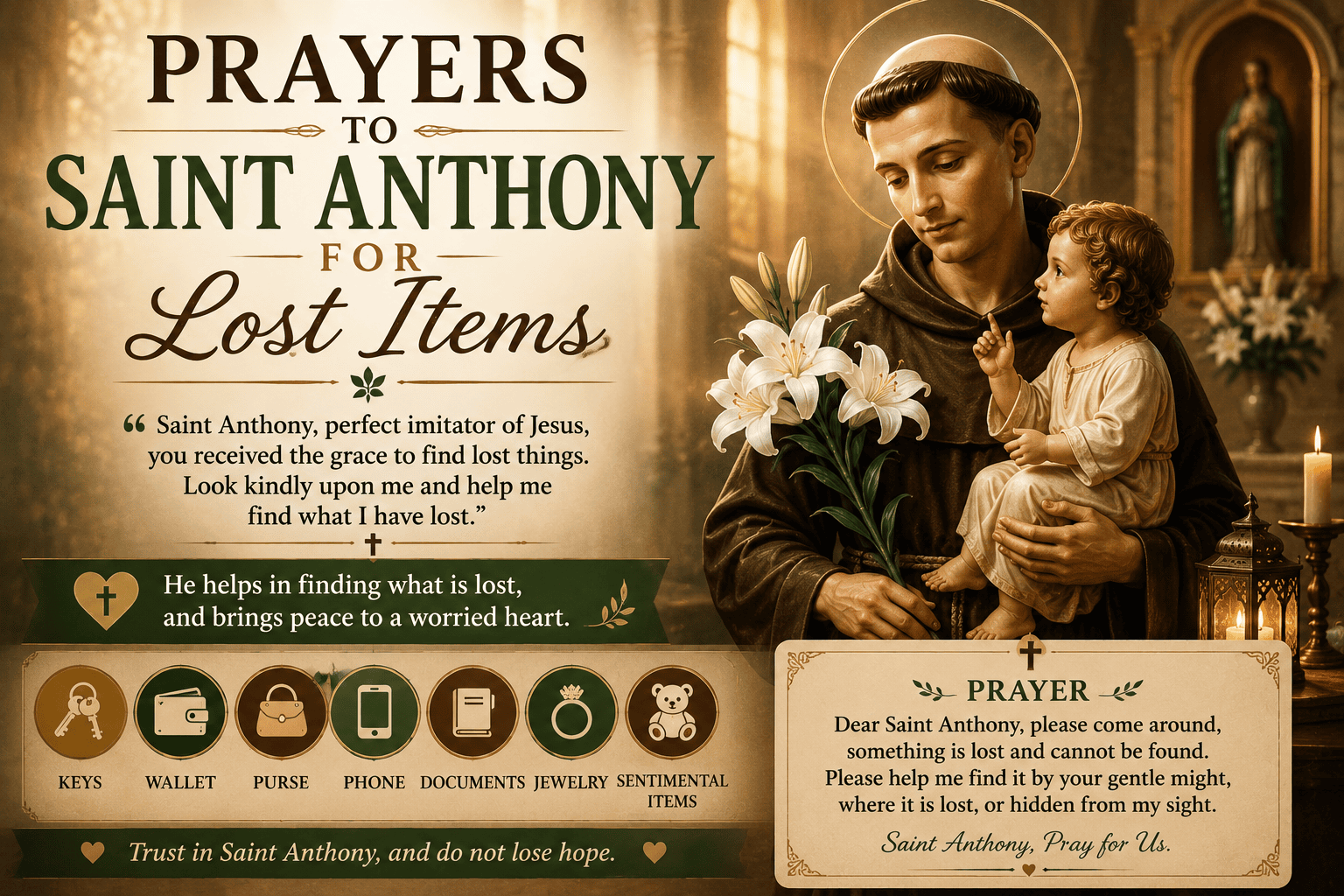 prayers to saint anthony for lost items